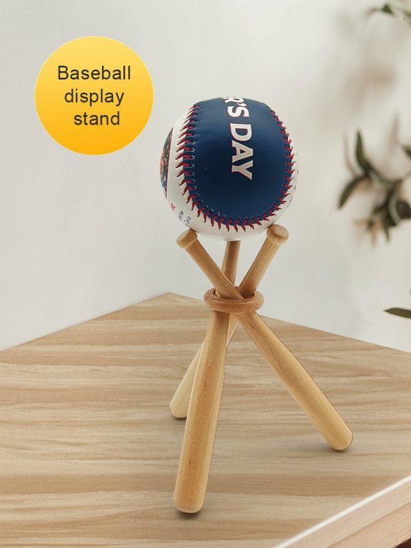 Baseball |   Wooden Baseball Stand with Mini Baseball Bats and Wooden Circles Baseball Holder