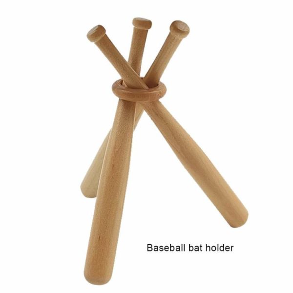 Baseball |   Wooden Baseball Stand with Mini Baseball Bats and Wooden Circles Baseball Holder