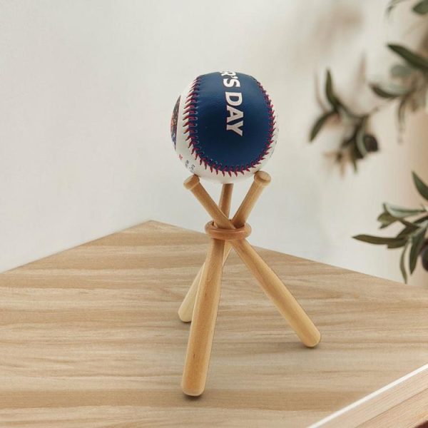 Baseball |   Wooden Baseball Stand with Mini Baseball Bats and Wooden Circles Baseball Holder