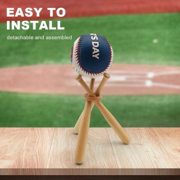 Baseball |   Wooden Baseball Stand with Mini Baseball Bats and Wooden Circles Baseball Holder