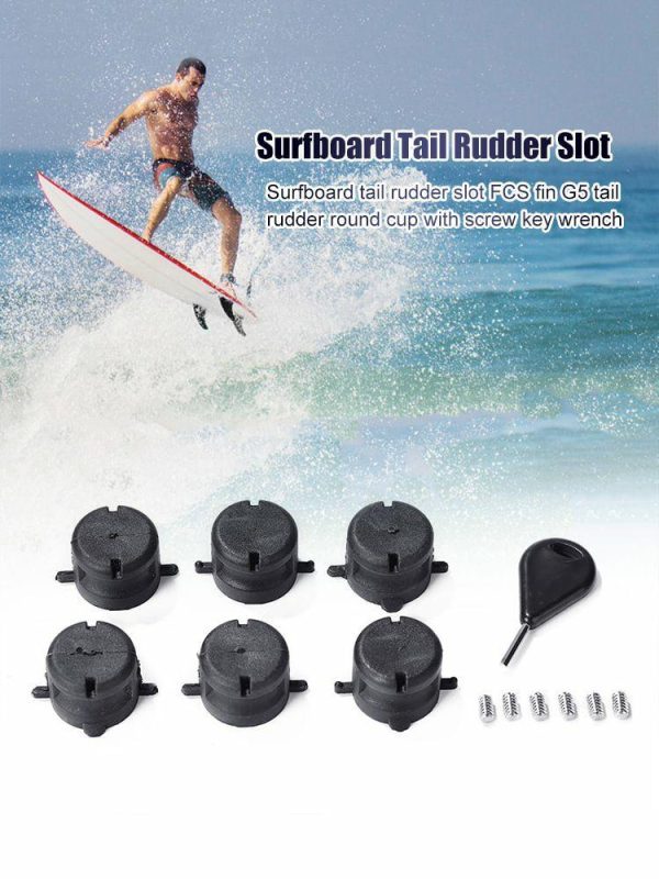 Canoeing |   6pcs Surfboard Tail Rudder Slot for FCS Fin G5 Plugs Box w/Screws Key Wench