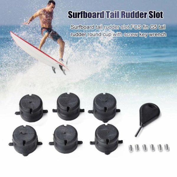 Canoeing |   6pcs Surfboard Tail Rudder Slot for FCS Fin G5 Plugs Box w/Screws Key Wench