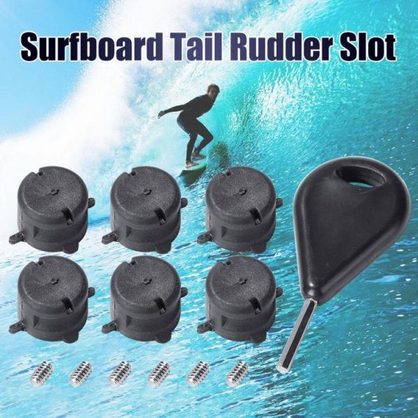 Canoeing |   6pcs Surfboard Tail Rudder Slot for FCS Fin G5 Plugs Box w/Screws Key Wench