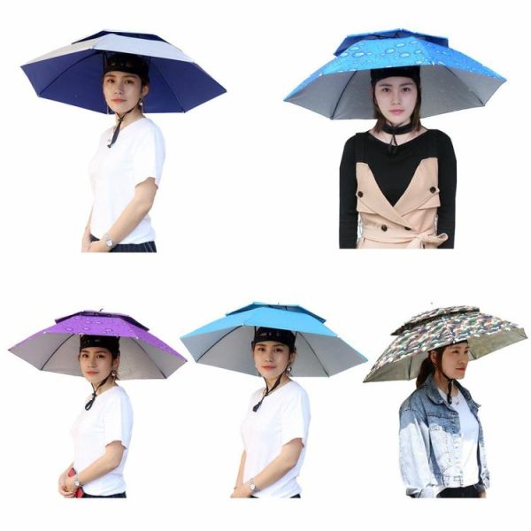 Fishing Clothing |   Double-Layer Foldable Fishing Sunshade Headwear Umbrella Hat UV Protection