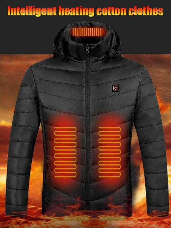 Fishing Clothing |   Electric Heated Hooded Jacket 9 Areas USB Thermal Coat Winter Warm Men Clothing