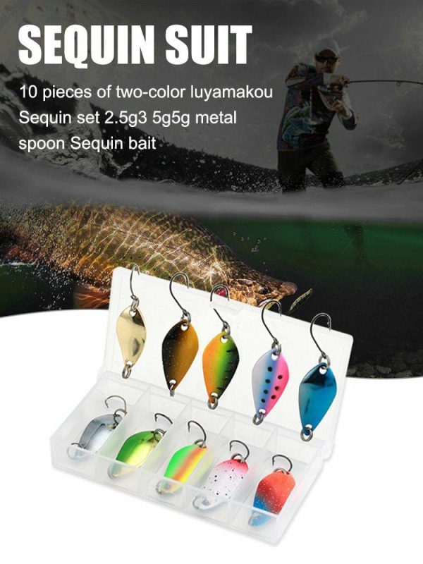 Fishing Gear |   10pcs Metal Spoon Fishing Lures Artificial Sequins Baits for Bass Blackfish