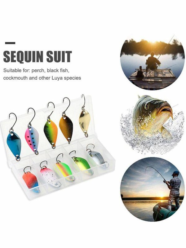 Fishing Gear |   10pcs Metal Spoon Fishing Lures Artificial Sequins Baits for Bass Blackfish