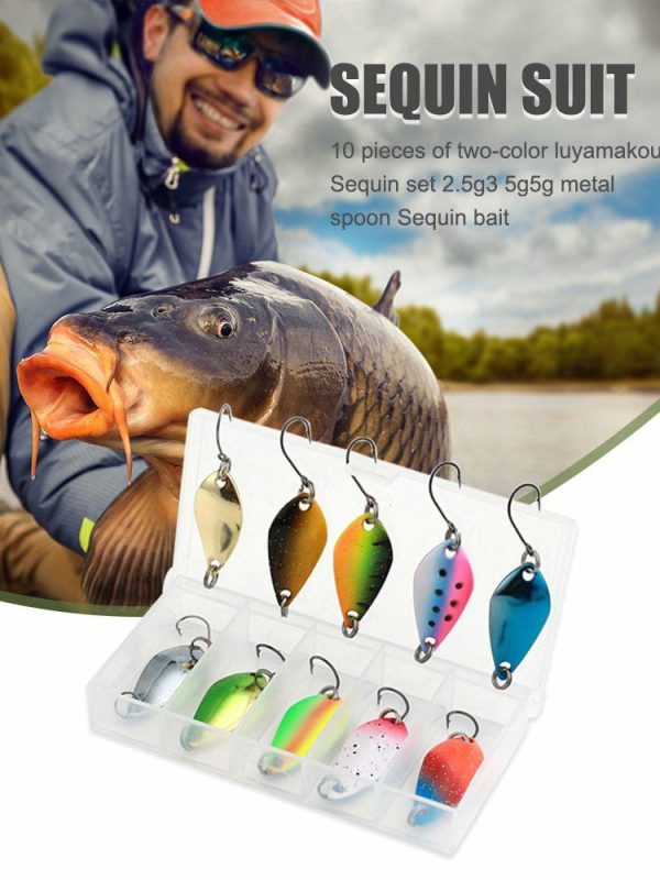 Fishing Gear |   10pcs Metal Spoon Fishing Lures Artificial Sequins Baits for Bass Blackfish