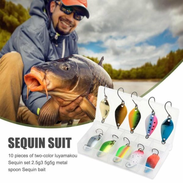 Fishing Gear |   10pcs Metal Spoon Fishing Lures Artificial Sequins Baits for Bass Blackfish