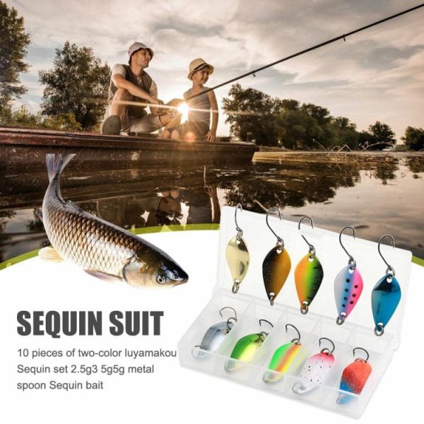 Fishing Gear |   10pcs Metal Spoon Fishing Lures Artificial Sequins Baits for Bass Blackfish