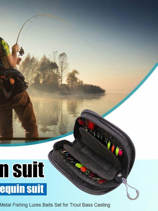 Fishing Gear |   20pcs Fishing Lures Sequin Spoon Baits Set with Zipper Tackle Storage Bag