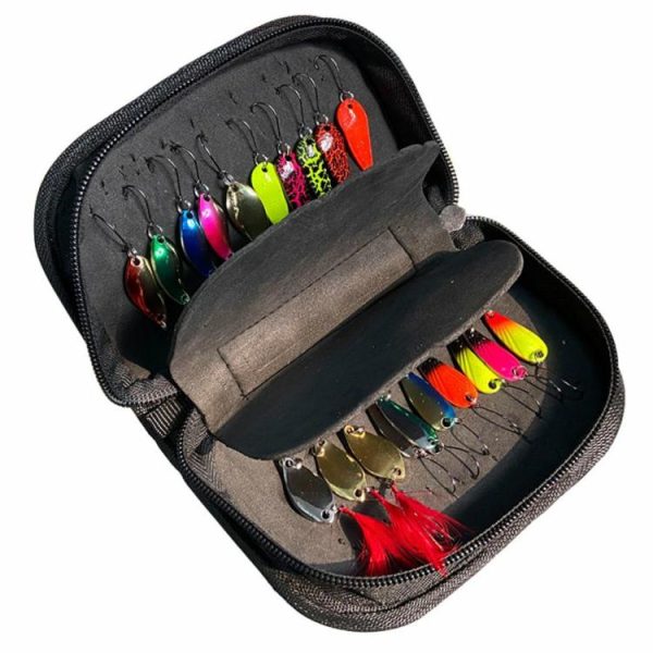 Fishing Gear |   20pcs Fishing Lures Sequin Spoon Baits Set with Zipper Tackle Storage Bag