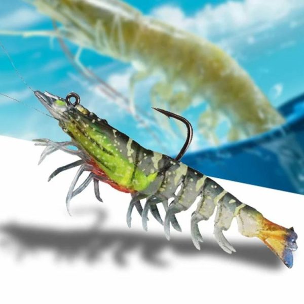 Fishing Gear |   3Pcs 90mm Artificial Soft Bait with Hook Luminous Fake Shrimp Fishing Accessory