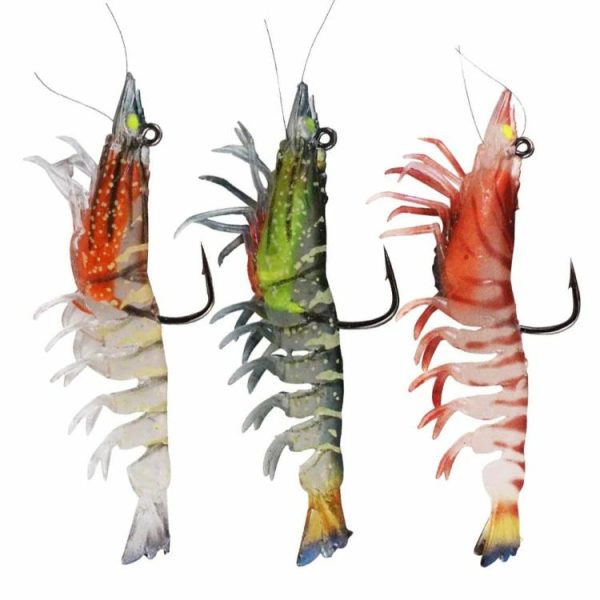 Fishing Gear |   3Pcs 90mm Artificial Soft Bait with Hook Luminous Fake Shrimp Fishing Accessory