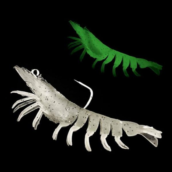 Fishing Gear |   3Pcs 90mm Artificial Soft Bait with Hook Luminous Fake Shrimp Fishing Accessory