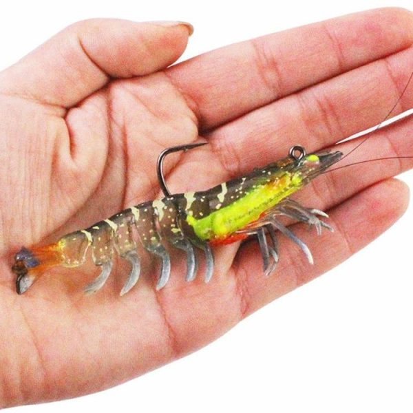 Fishing Gear |   3Pcs 90mm Artificial Soft Bait with Hook Luminous Fake Shrimp Fishing Accessory