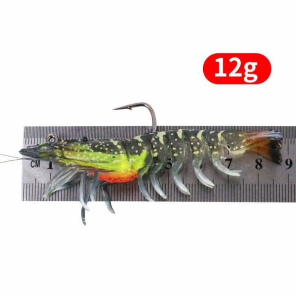 Fishing Gear |   3Pcs 90mm Artificial Soft Bait with Hook Luminous Fake Shrimp Fishing Accessory