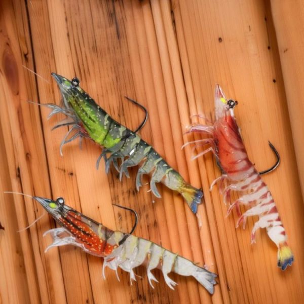 Fishing Gear |   3Pcs 90mm Artificial Soft Bait with Hook Luminous Fake Shrimp Fishing Accessory