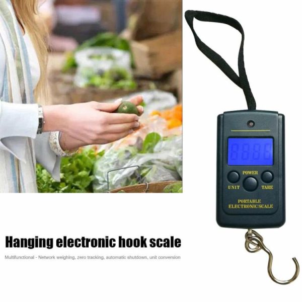 Fishing Gear |   40kg/10g Portable Mini Digital Fishing Scales w/ Hanging Hook Luggage Scale