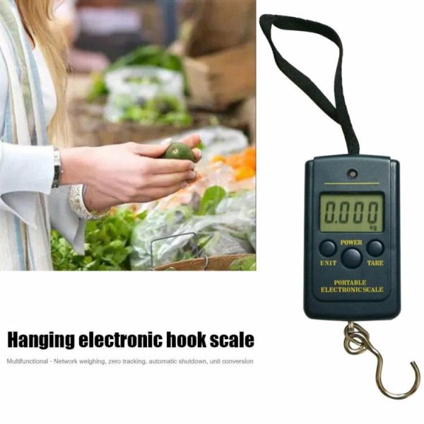 Fishing Gear |   40kg/10g Portable Mini Digital Fishing Scales w/ Hanging Hook Luggage Scale