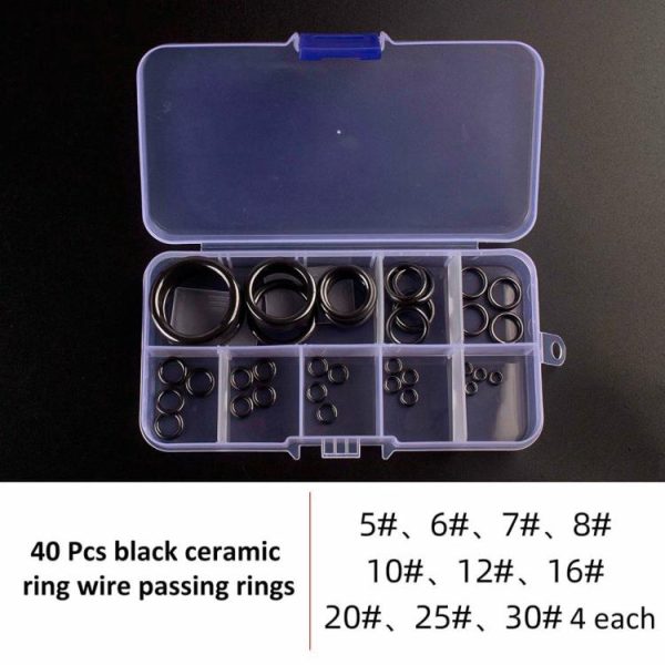 Fishing Gear |   40pcs Fishing Rod Guides Ring Ceramic Guide Ring Rod Repair Replacement Kit