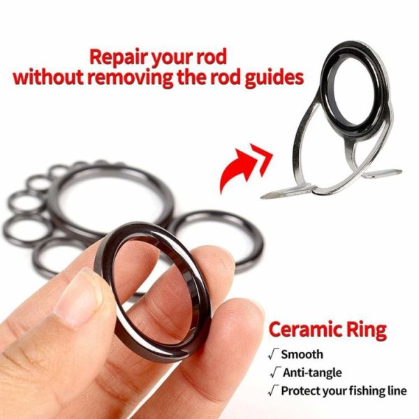 Fishing Gear |   40pcs Fishing Rod Guides Ring Ceramic Guide Ring Rod Repair Replacement Kit