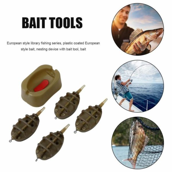 Fishing Gear |   4+1 Inline Method Feeder Bait Holder Mould Accessories Kits Carp Fishing Tackle