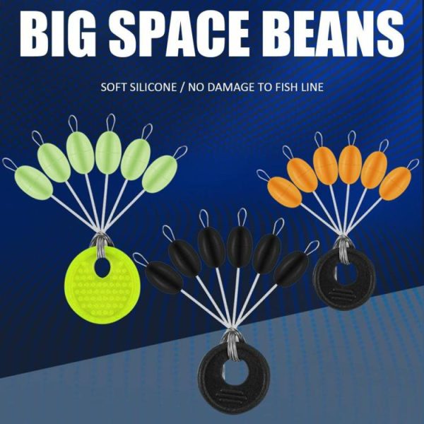 Fishing Gear |   60pcs 10 Group Set Silicone Space Beans Stopper for Fishing Bait Float Tool