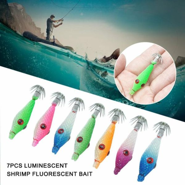 Fishing Gear |   7 Pcs Squid Hook Lure Hook Fishing Tackles Luminous Fishing Bait Squid Jig Baits