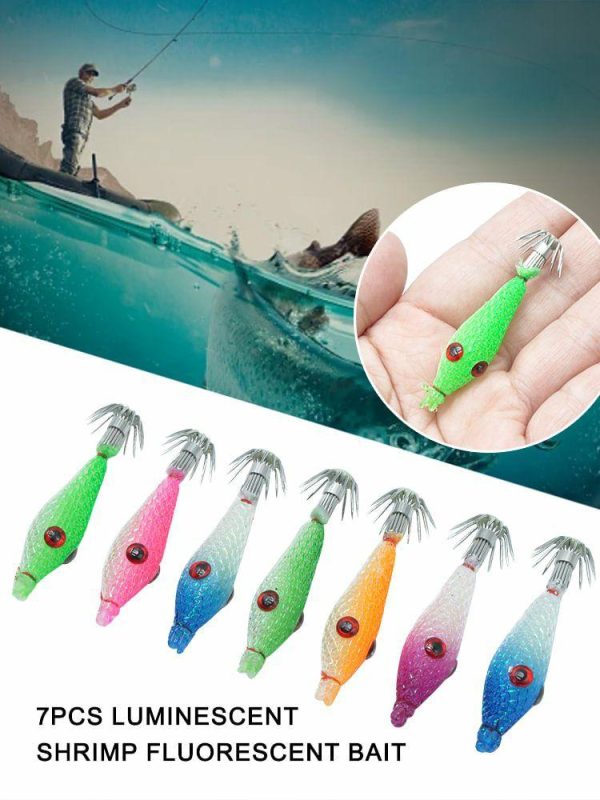 Fishing Gear |   7 Pcs Squid Hook Lure Hook Fishing Tackles Luminous Fishing Bait Squid Jig Baits