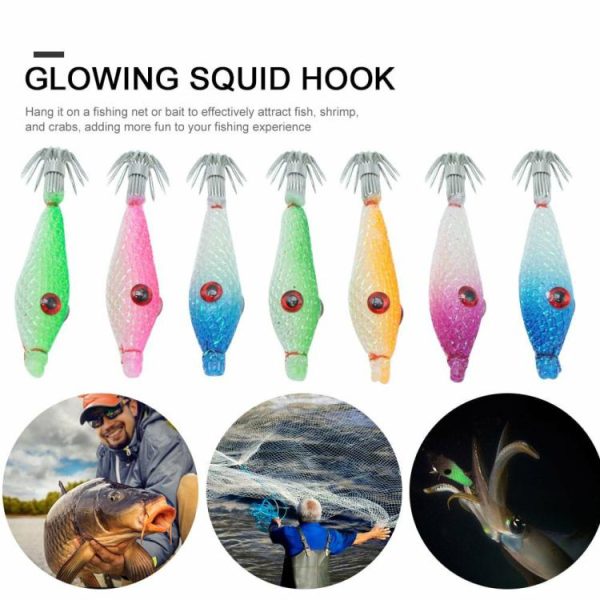 Fishing Gear |   7 Pcs Squid Hook Lure Hook Fishing Tackles Luminous Fishing Bait Squid Jig Baits