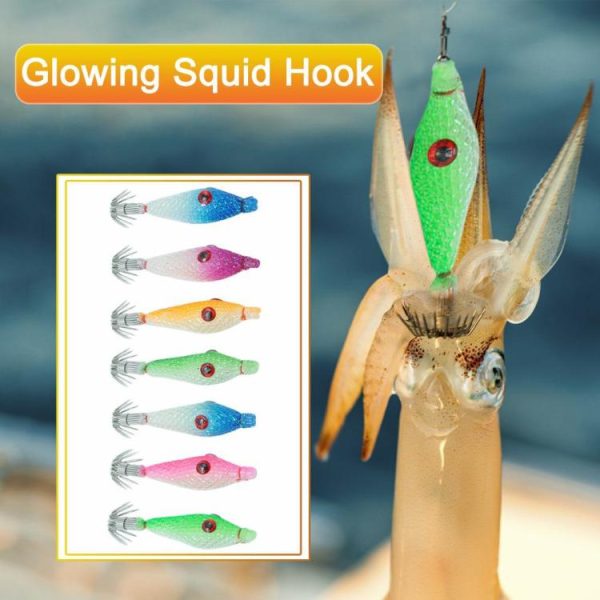 Fishing Gear |   7 Pcs Squid Hook Lure Hook Fishing Tackles Luminous Fishing Bait Squid Jig Baits