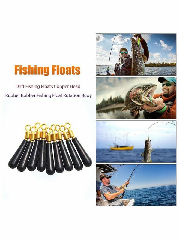 Fishing Gear |   Drift Fishing Floats Copper Head Rubber Bobber Fishing Float Rotation Buoy