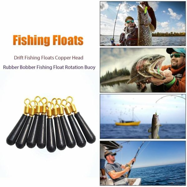 Fishing Gear |   Drift Fishing Floats Copper Head Rubber Bobber Fishing Float Rotation Buoy