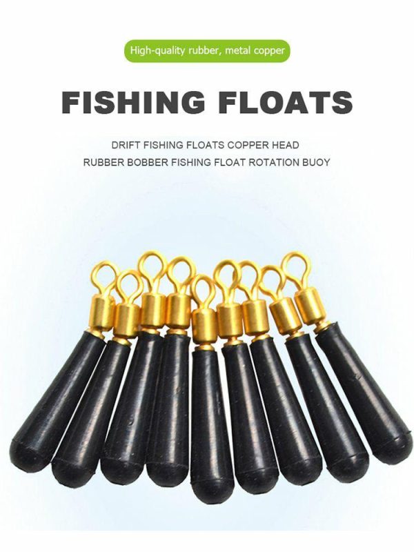 Fishing Gear |   Drift Fishing Floats Copper Head Rubber Bobber Fishing Float Rotation Buoy