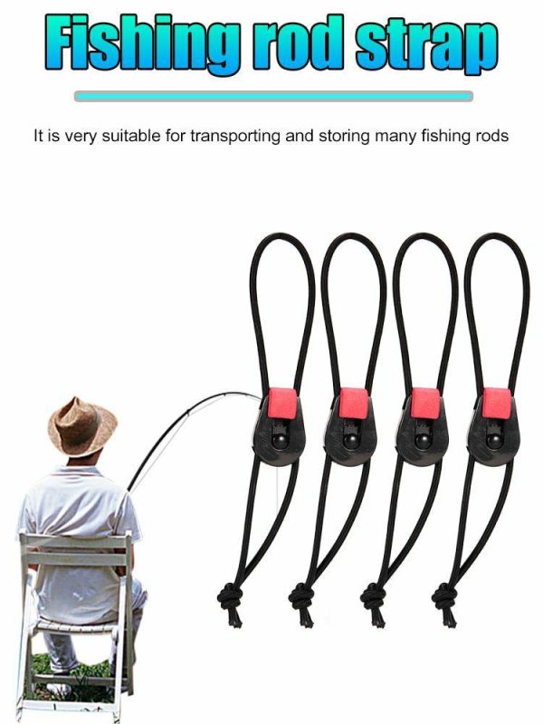 Fishing Gear |   Elastic Fishing Rod Tie Strap Bungee Leash Reusable Pole Tie Down Wrap Band