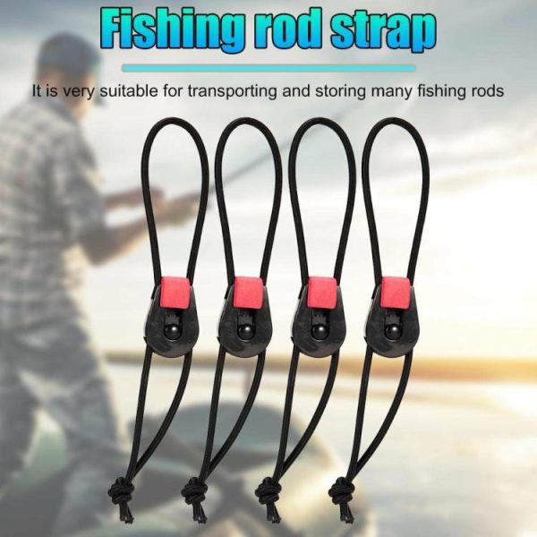 Fishing Gear |   Elastic Fishing Rod Tie Strap Bungee Leash Reusable Pole Tie Down Wrap Band