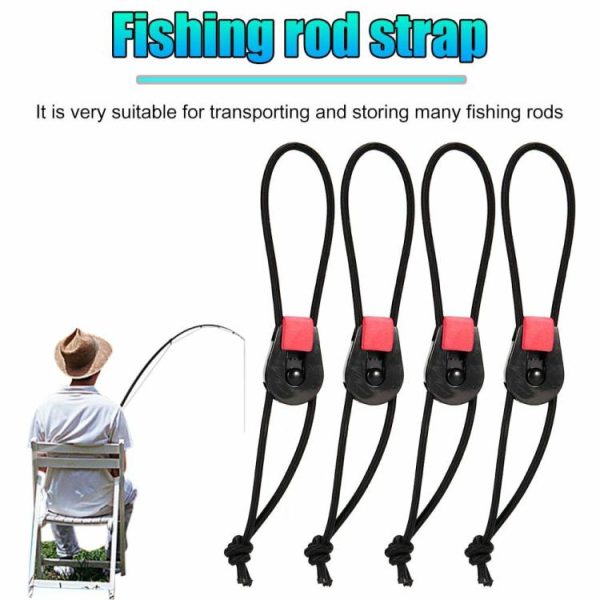 Fishing Gear |   Elastic Fishing Rod Tie Strap Bungee Leash Reusable Pole Tie Down Wrap Band