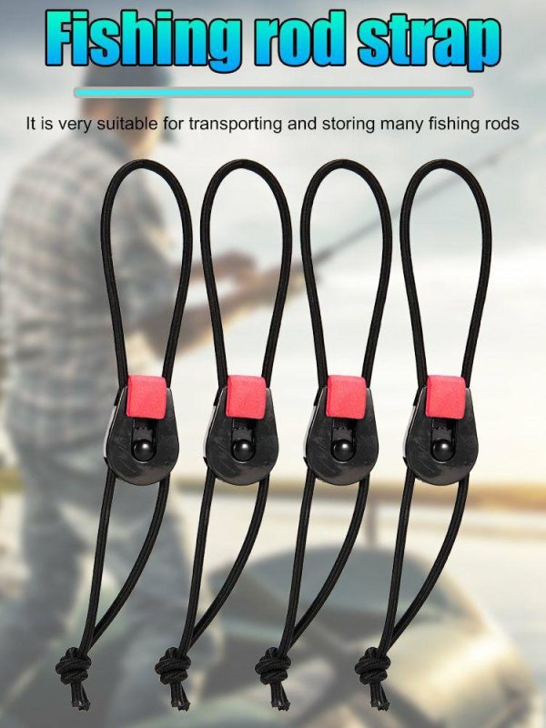 Fishing Gear |   Elastic Fishing Rod Tie Strap Bungee Leash Reusable Pole Tie Down Wrap Band