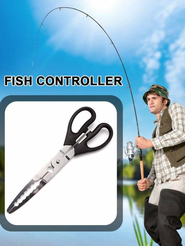 Fishing Gear |   Fish Crab Grabbing Clamp Portable Fishing Plier Scissors Fishing Accessories