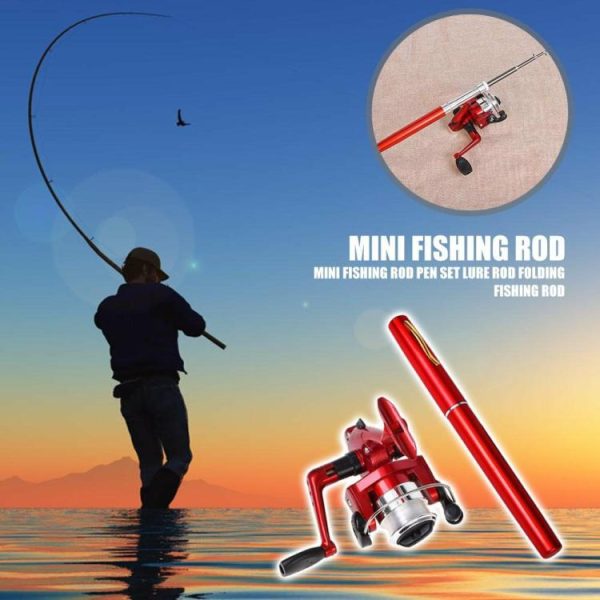 Fishing Gear |   Portable Telescopic Mini Fishing Pole Pen Shaped Rod with Spinning Reel