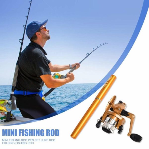 Fishing Gear |   Portable Telescopic Mini Fishing Pole Pen Shaped Rod with Spinning Reel