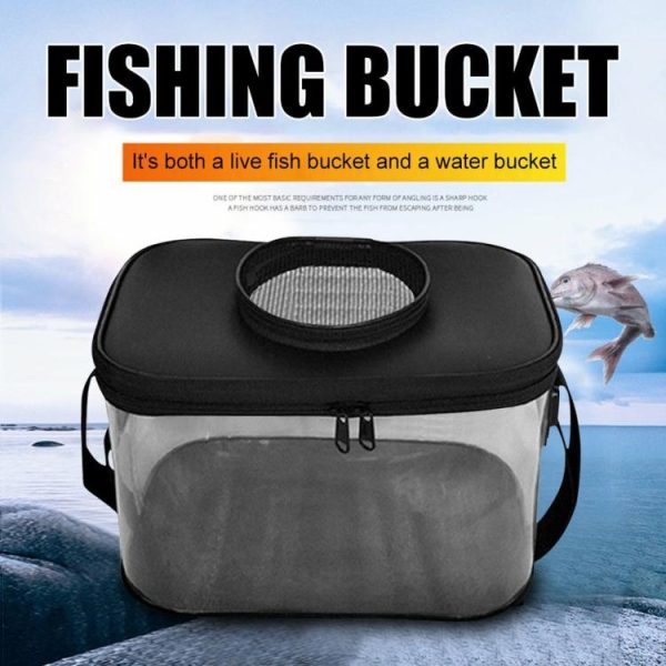 Fishing Gear |   Transparent EVA Fish Bucket Fishing Box Foldable Skylight Breathable Bucket