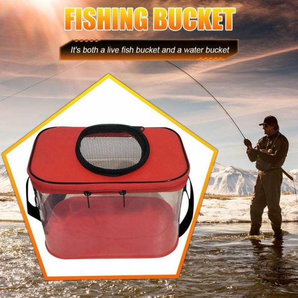 Fishing Gear |   Transparent EVA Fish Bucket Fishing Box Foldable Skylight Breathable Bucket