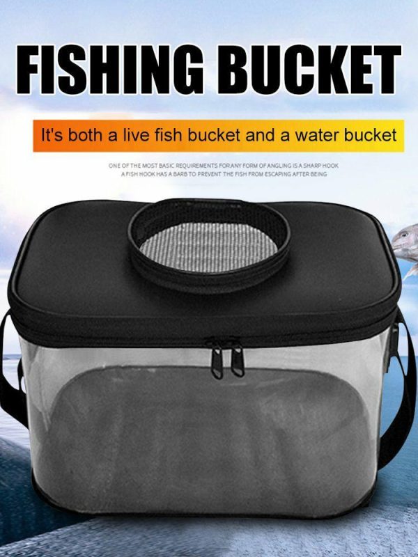 Fishing Gear |   Transparent EVA Fish Bucket Fishing Box Foldable Skylight Breathable Bucket