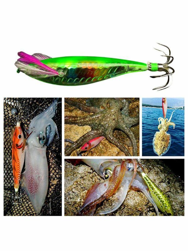 Fishing Gear |   Wood Shrimp Squid Lure ABS Simulation Shrimp Bait for Octopus Cuttlefish Fishing