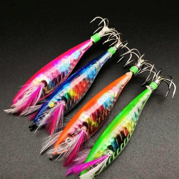 Fishing Gear |   Wood Shrimp Squid Lure ABS Simulation Shrimp Bait for Octopus Cuttlefish Fishing