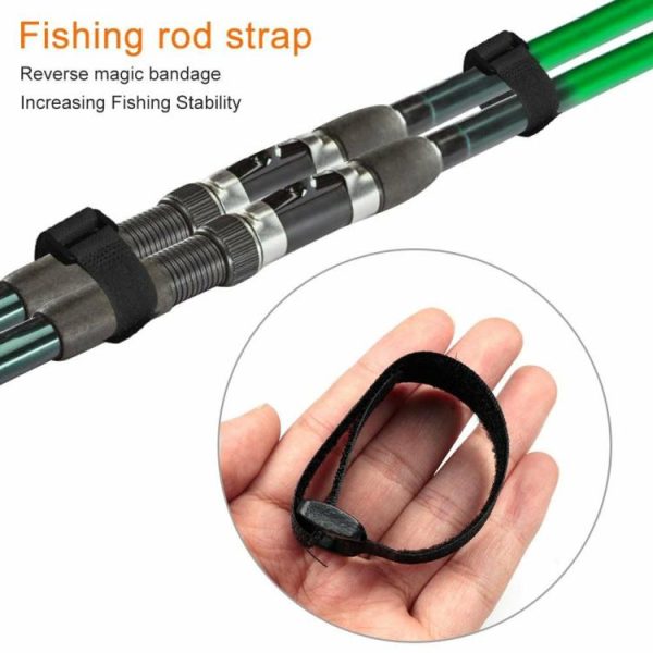 Fishing Supplies |   20pcs Fishing Rod Tie Holder Strap Suspenders Fastener Loop Belts (Black)