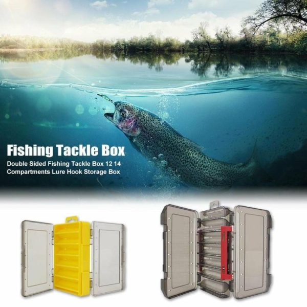 Fishing Supplies |   Double Sided Fishing Tackle Box 12 14 Compartments Lure Hook Storage Box