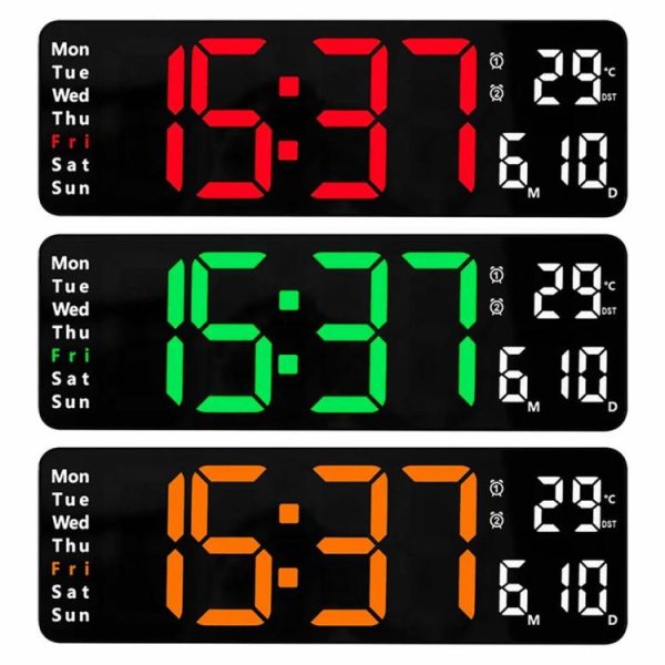 Fitness Equipment |   13in Digital Clock 10 Speed Control Electronic LED Clocks Living Room Decoration